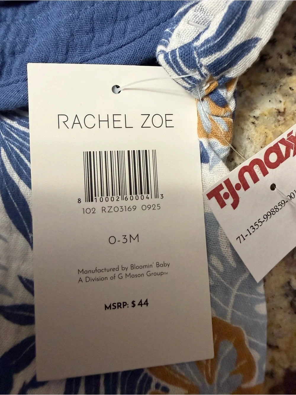 Rachel Zoe Kids Matching Dino Set in Cream and Blue, size 0 to 3 months  #6